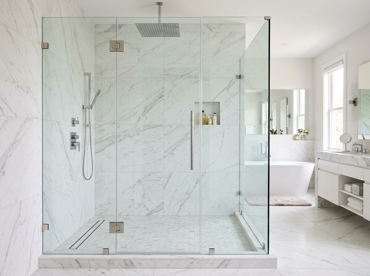 Frameless shower enclosure example